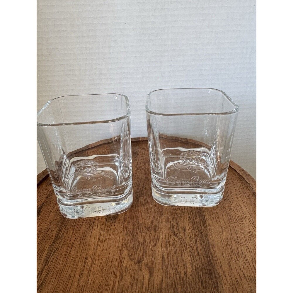 Set Of 2 Millennium Crown Royal 2000 Whiskey Glass Vintage Y2K Collectible